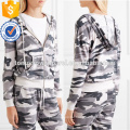 Camouflage Print Stretch Jersey mit Kapuze Top OEM / ODM Herstellung Großhandel Mode Frauen Bekleidung (TA7023H)